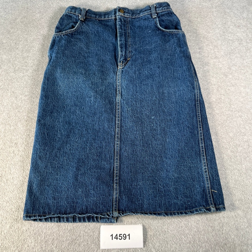 Weathered Blues Denim Skirt Womens Small Blue Excellent Vintage Midi High Rise